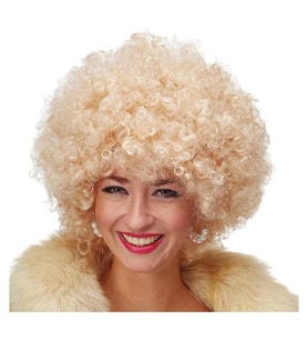 Altın Renk Kıvırcık Afro Bonus Peruk Saç Parti Peruğu Platin Gold