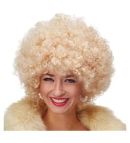 Altın Renk Kıvırcık Afro Bonus Peruk Saç Parti Peruğu Platin Gold