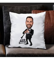 Kişiye Özel Klarnet Çalan Erkek Karikatürlü Yastık
