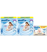 Molfix Bebek Bezi Beden:1 (2-5KG) Yeni Doğan 164 Adet Ekonomik Fırsat Pk + 3 Adet Islak Mendil