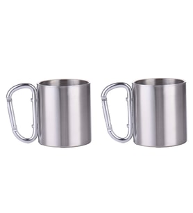 2 li Karamina 180 ml. Çift Kat Çelik Kamp Bardağı Fincanı cin230