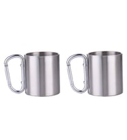2 li Karamina 180 ml. Çift Kat Çelik Kamp Bardağı Fincanı cin230