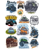 Off Road 4x4 Sticker Set  13 Parça Telefon, Tablet, Defter, Laptop Sticker