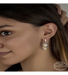 S-warovski Crystal Taşlı Gümüş Kalp Salkım Sallantılı Çivili Kadın Küpe