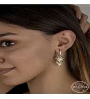 S-warovski Crystal Taşlı Gümüş Kalp Salkım Sallantılı Çivili Kadın Küpe
