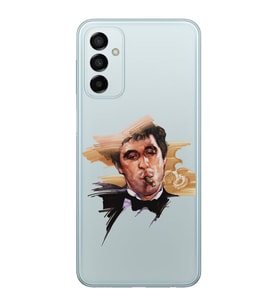 Samsung Galaxy M14 Uyumlu Tony Montana Scarface Desenli Şeffaf Telefon Kılıfı