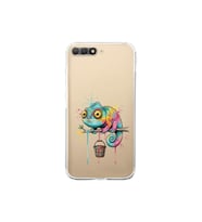 Huawei Y6 2018 ile Uyumlu Splash Bukalemun Tasarımlı Şeffaf Silikon Kılıf