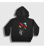 Presmono Unisex Çocuk Siyah Astronot Balon Astronaut Balloon Kapüşonlu Sweatshirt 420110tt