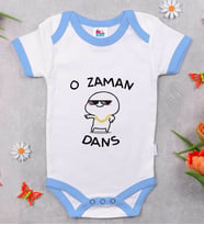 BK Kids O Zaman Dans Tasarımlı Mavi Bebek Body Zıbın-1