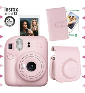 Instax mini 12 Pembe Fotoğraf Makinesi-10'lu Film-Laporta Albüm ve Deri Kılıf Seti
