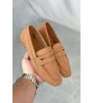 Kadın Olbin Düz Taban Babet - siyah-rugan (Taba Süet)