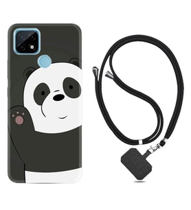 Realme C11 C21 C21Y C25Y C11 2021 Kılıf Boyun Askılı Silikon Hello Panda 1709