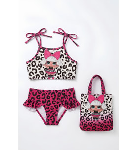 Kız Çocuk Çantalı 3'lü Mayo Takımı (Çanta+Mayo+Bikini) 3-10 Yaş 12649N MODANINO