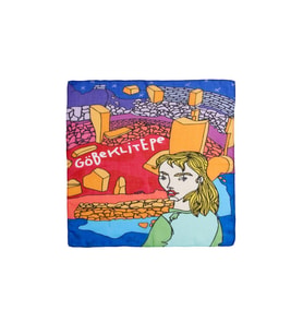 İkigai City Serisi Göbeklitepe Özel Tasarım El Çizim Renkli Çok Fonksiyonlu Renkli Kare 45X45 Bandana