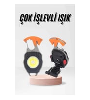 Mey İthalat® Çok İşlevli Acil Durum Işığı USB Şarjlı Cep Feneri 7 Farklı Mod