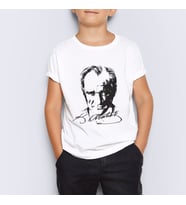23 Nisan Atatürk Baskılı Unisex Çocuk Tişört T-Shirt MR-01 (Beyaz)
