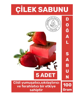 Doğal Güzel Kokulu Cilt Yumuşatıcı Ferahlatıcı Lekeli Kuru Cilt İçin Organik Çilek Sabunu 5 Adet