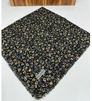 Desenli Flamalı Keten Eşarp- 05652 (A.INDIGO)