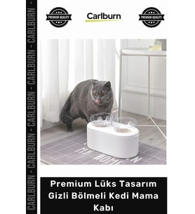Özel Üretim Premium Lüks Tasarım Kedi Köpek Ödül Saklama Alanlı Gizli Bölmeli Kedi Mama Kabı