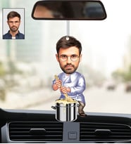 Kişiye Özel Fotoğraflı Aşçı Tasarımlı Karikatür Araba Dikiz Ayna Süsü
