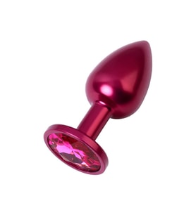 Metal Pembe Taşlı Kırmızı  Plug Küçük Boy