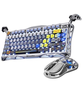 GravaStar Mercury K1 Pro Mekanik Gaming Klavye ve M1 Pro Kablosuz Optik Mouse Seti, Interstellar Silver (Açık Gri)