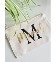 Kişiye Özel İsme Özel Siyah ve Altın Sarısı Renkli Bez Çanta Clutch
