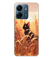 Xiaomi Redmi 13C Uyumlu Doğa ve Kedi Tasarımlı Şeffaf Telefon Kılıfı