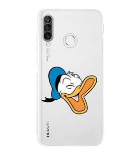 Huawei P30 Lite Kamera korumalı Kapak Donald Duck Tasarımlı  Şeffaf Kılıf