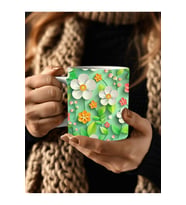 Çiçek Modellerinde 3 Boyutlu Tasarım Seramik Kupa Mug - Hediyelik Kupa Bardak (01)