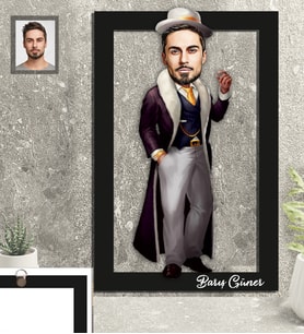 Kişiye Özel Kabadayı Karikatürlü  3D Ahşap Tablo 30x47 Bay-4