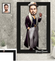 Kişiye Özel Kabadayı Karikatürlü  3D Ahşap Tablo 30x47 Bay-4