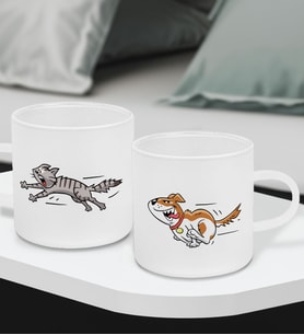 BK Gift Eğlenceli Kedi Tasarımlı 2’li Buzlu Cam Türk Kahvesi Fincanı-3, Sevgiliye Hediye, Arkadaşa Hediye, Anneye Hediye, Ofis Hesiyesi