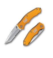 CAT DA980011 Kemer Askı Kancalı Cam Kırma Uçlu Katlanabilir 17CM Paslanmaz Çelik Sarı Kamp Çakısı