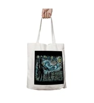 Star Wars Van Gogh Starry Wars iki Tarafı Kalıcı Baskılı Yıkanabilir Okul Plaj Omuz Bez Çantası