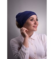 Lacivert Arkadan Bağlamalı İç Bone Viskon Kumaş Kaymaz Silikonlu 3002_02