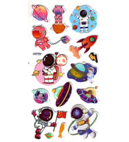 Sticker Kabartmalı Stiker Çıkartma Etiket (XHC028)-18x9 cm- Astronot Roket