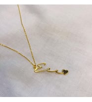 Kişiye Özel Dikey İsim Kalp Kolye 925K Gümüş (Gold)