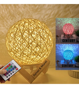 Kişiye Özel Kumandalı Rattan Gece Lambası 15cm