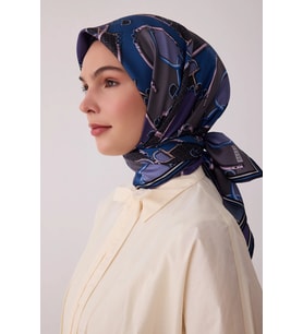 Belli Karma Desenli Twill İpek Eşarp 4400D