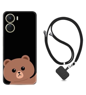 Vivo Y16 Kılıf Resimli Boyun Askılı İpli Desenli Silikon Series Hello Bear 1905