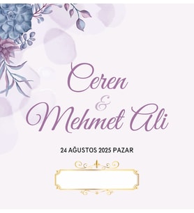 Nikah Nişan Düğün Davetiyesi Kare İkiz İp Bağlamalı 5020