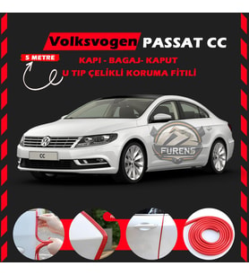 Volksvogen Passat cc Oto Araç Kapı Koruma Fitili 5metre Parlak Kırmızı Renk