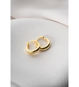 925 Ayar Gümüş Gold Rengi Sade 15 mm Şarnel Küpe