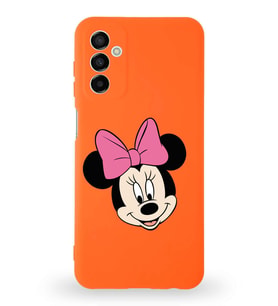 Samsung Galaxy M13 Uyumlu Lansman Kılıf Altı Kapalı İçi Kadife  Minnie Mouse-C Tasarımlı  Kapak (Şeffaf)