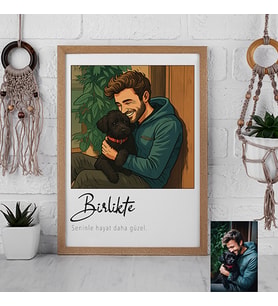 Ezgoola Kişiye Özel illüstrasyon Tablosu / Öğretmenler Günü Hediyesi / Kişiye özel hediye / Özel hediye / tablo / çerçeveli poster (Siyah)