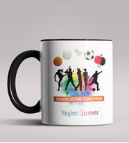 Kişiye Özel Beden Eğitimi Öğretmeni Tasarımlı Siyah Renk Kupa 4 (Siyah)
