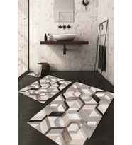 Dijital Baskılı Kaymaz Taban Yıkanabilir 2'li Klozet Takımı Banyo Paspası NDKZ-HT-574 (Kahverengi)