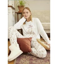 Aydoğan Kadın Bisiklet Yaka TERMAL Pijama Takımı 30013B- 1 Adet (Beyaz)