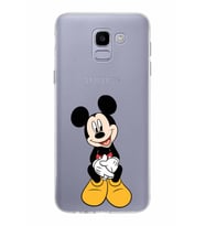 Samsung Galaxy J6 Kapak Mickey Mouse Tasarımlı Şeffaf Silikon Kılıf